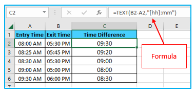 Time Difference in Excel