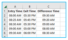 Calculate time difference