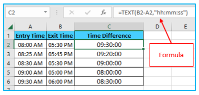 Time Difference in Excel