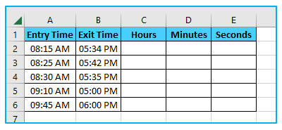 Time Difference in Excel