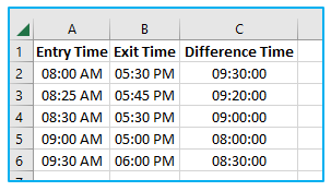 Calculate time difference