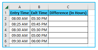 Calculate time difference