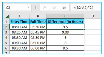 Calculate time difference