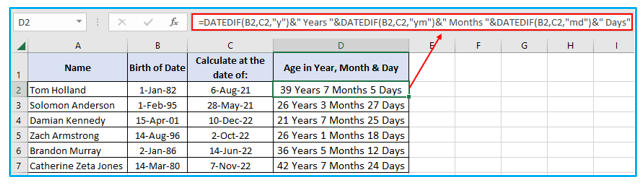 Calculate years of service