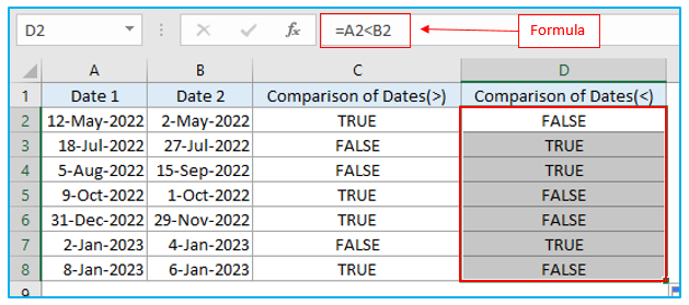 Compare two dates (greater or less than)