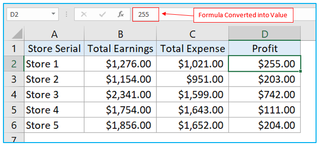 Convert formulas to values