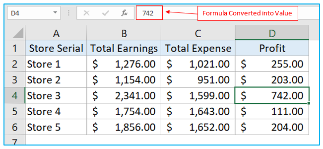 Convert formulas to values