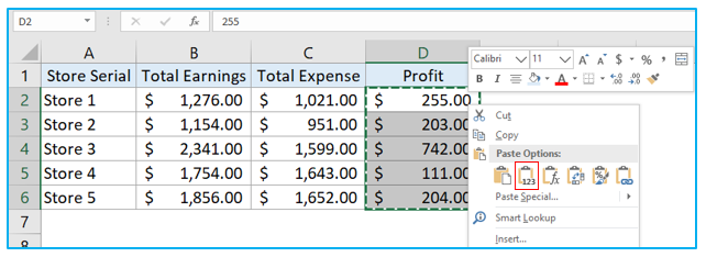 Convert formulas to values