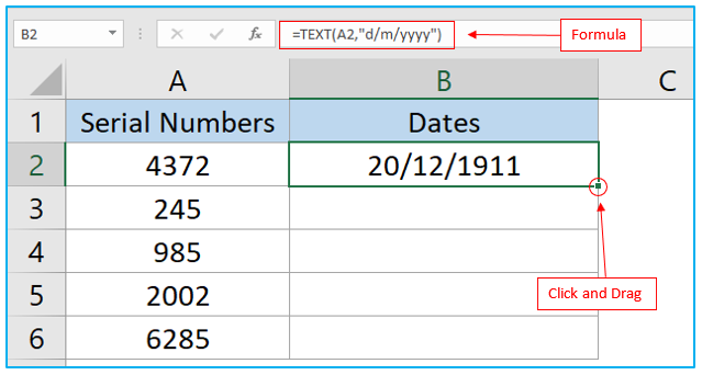 Convert serial number to date and text to date