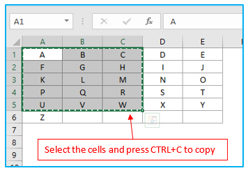 Copy and paste multiple cells