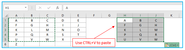 Copy and paste multiple cells