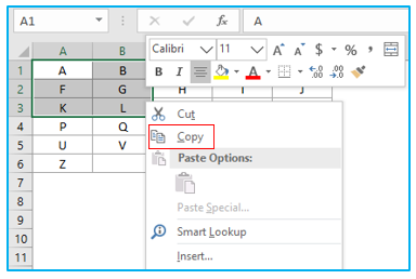 Copy and paste multiple cells