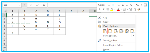 Copy and paste multiple cells