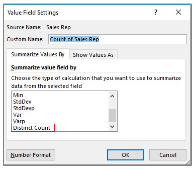 Count Unique Values and Distinct Values