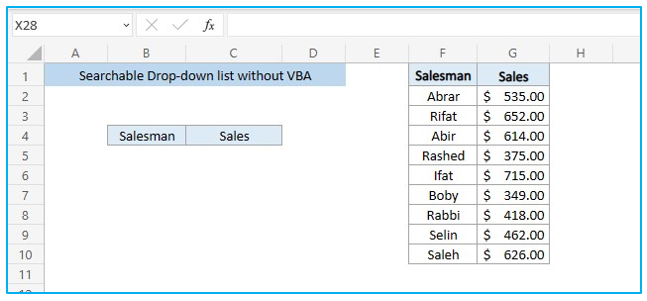 Create Searchable Drop-Down List