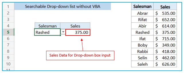 Searchable Drop Down List in Excel