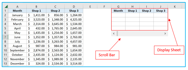 Create and Use Scroll Bar in Excel