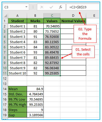 Create bell curve