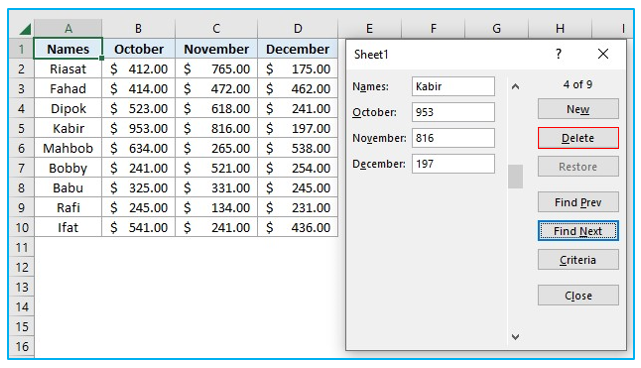 Create data entry