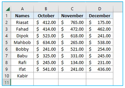 Create Data Entry Form in Excel