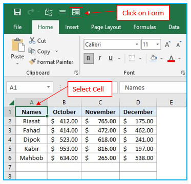 Create data entry