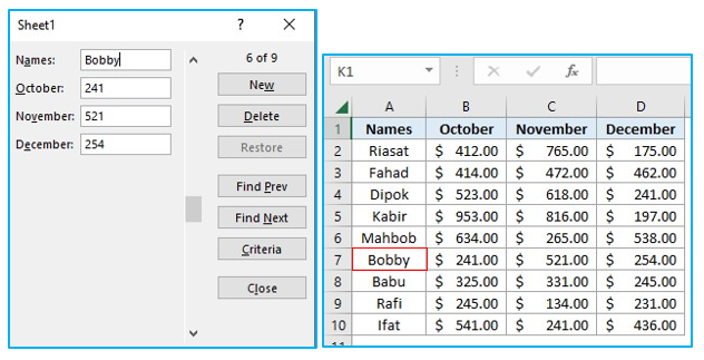 Create data entry