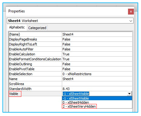 Hide Sheets in Excel