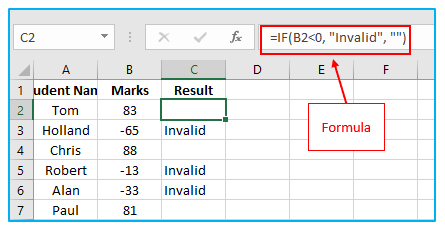 IF function in Excel