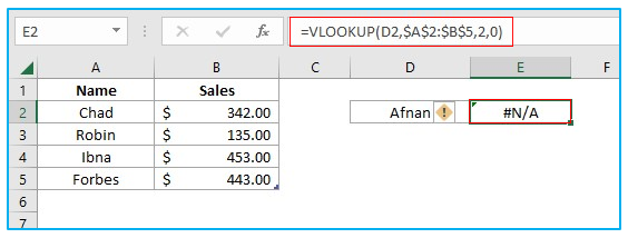 IFERROR with VLOOKUP in Excel to Replace #N/A Error