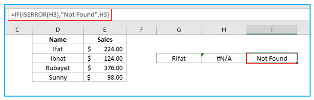 IFERROR with VLOOKUP Replace #NA Error