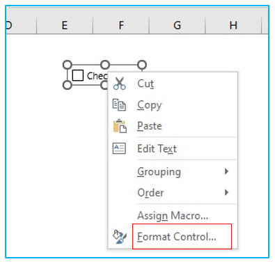 Insert checkbox in Excel