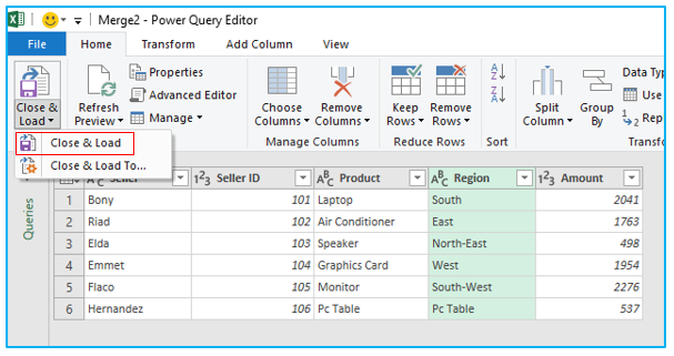 Merge Two or More Tables in Excel