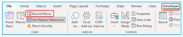 Record Macro in Excel