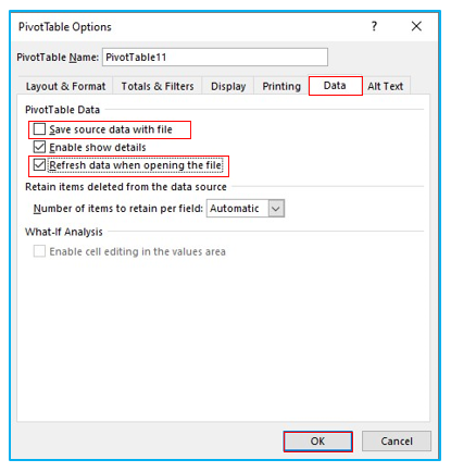 Reduce Excel file size