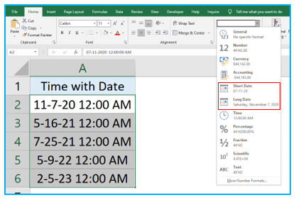 Time from Date in Excel