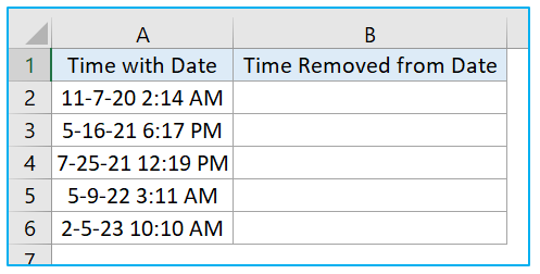 Time from Date in Excel