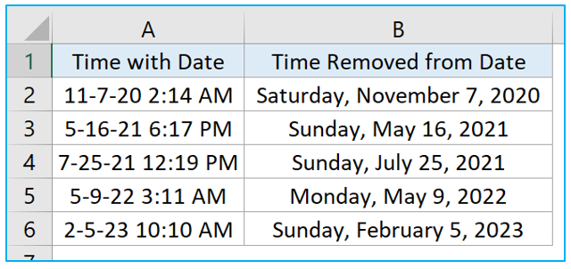 Remove the time from a date