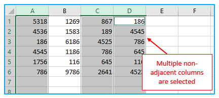 Select Multiple Cells and Non-adjacent Cells