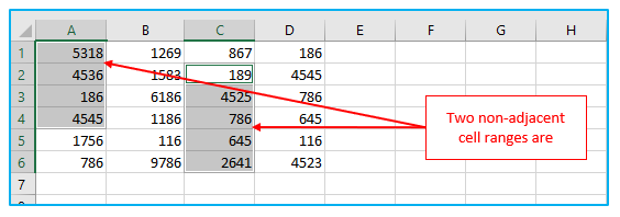 Select Multiple Cells and Non-adjacent Cells