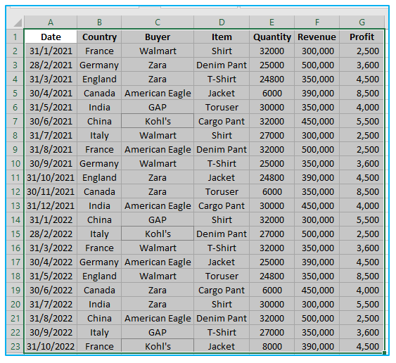 Select Multiple Cells and Non-adjacent Cells