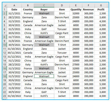 Select Multiple Cells and Non-adjacent Cells