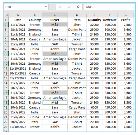 Select Multiple Cells and Non-adjacent Cells