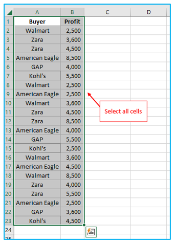 Sort in excel by row