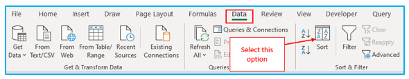 Sort in excel by row