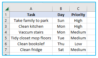 Sort in excel by row
