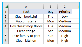 Sort in excel by row