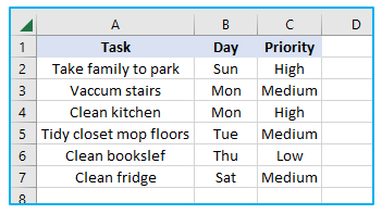 Sort in excel by row