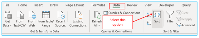 Sort in excel by row