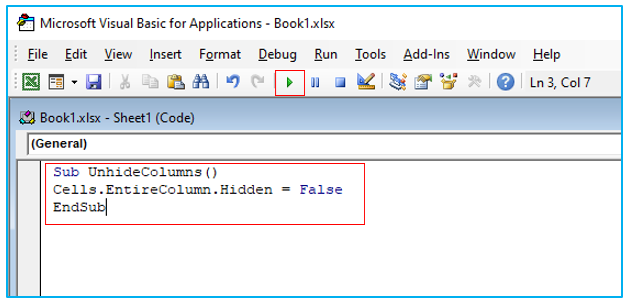 Unhide Columns