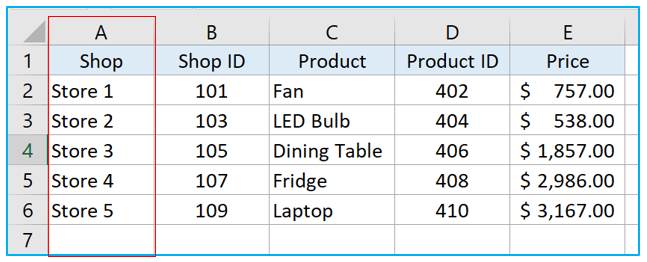 Unhide Columns in Excel